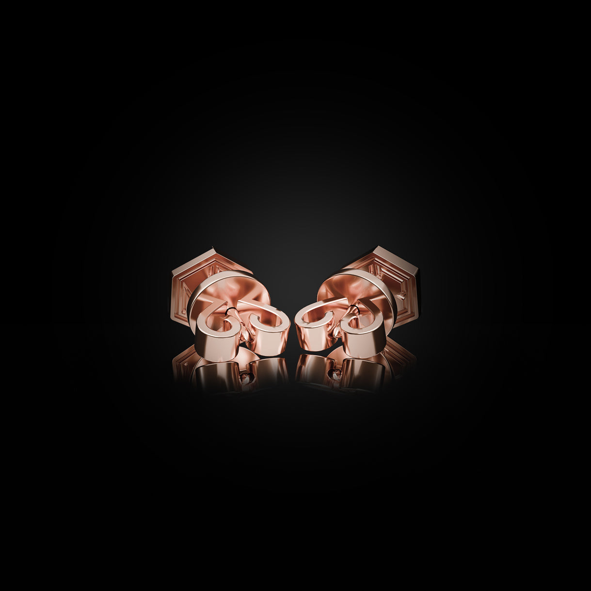 Back view of Know You Mini Studs in Rebel Rose Gold. 18k butterfly back earrings from the Emergence Collection—refined and responsibly made. Sustainable gold jewelry, ethical jewelry, handcrafted artisan jewelry, fine jewelry, high-end jewelry, and ethical luxury. A responsibly crafted piece from sustainable jewelry brands and a unique jewelry gift in rose gold.